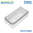 Boxco S-Series 7.48 x 14.96 x 5.12 Inches(190x380x130mm) Plastic Enclosure, IP67, IK08, PC, Transparent Cover, Screw Type