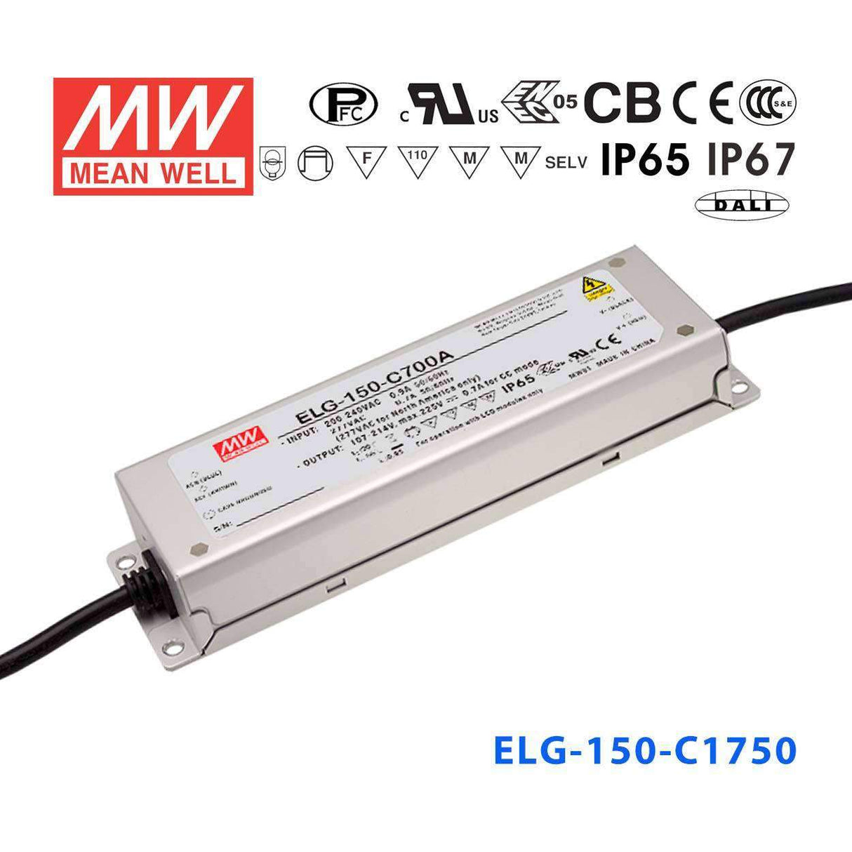 Mean Well ELG-150-C1750AB Power Supply 150W 1750mA - Adjustable and Dimmable