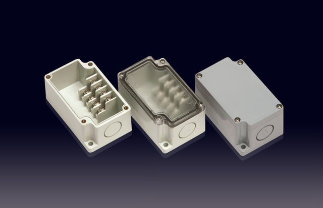 Boxco Terminal Box 4-pole 1.97 x 3.23 x 1.69 Inches(50 x 82 x 43mm) IP67, IK08, ABS, Grey Cover