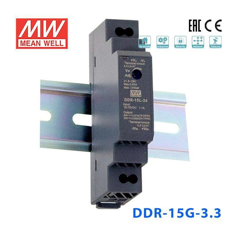 Mean Well DDR-15G-3.3 DC-DC Converter - 11.6W - 9~36V in 3.3V out