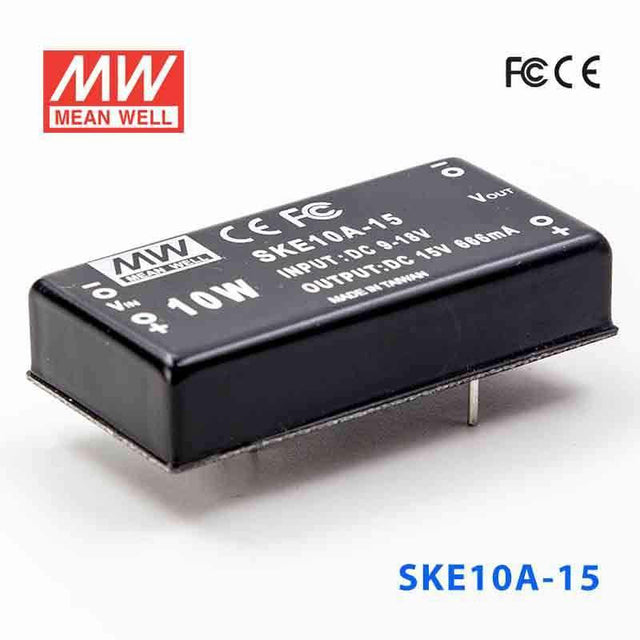 Mean Well SKE10A-15 DC-DC Converter - 10W - 9~18V in 15V out 666mA