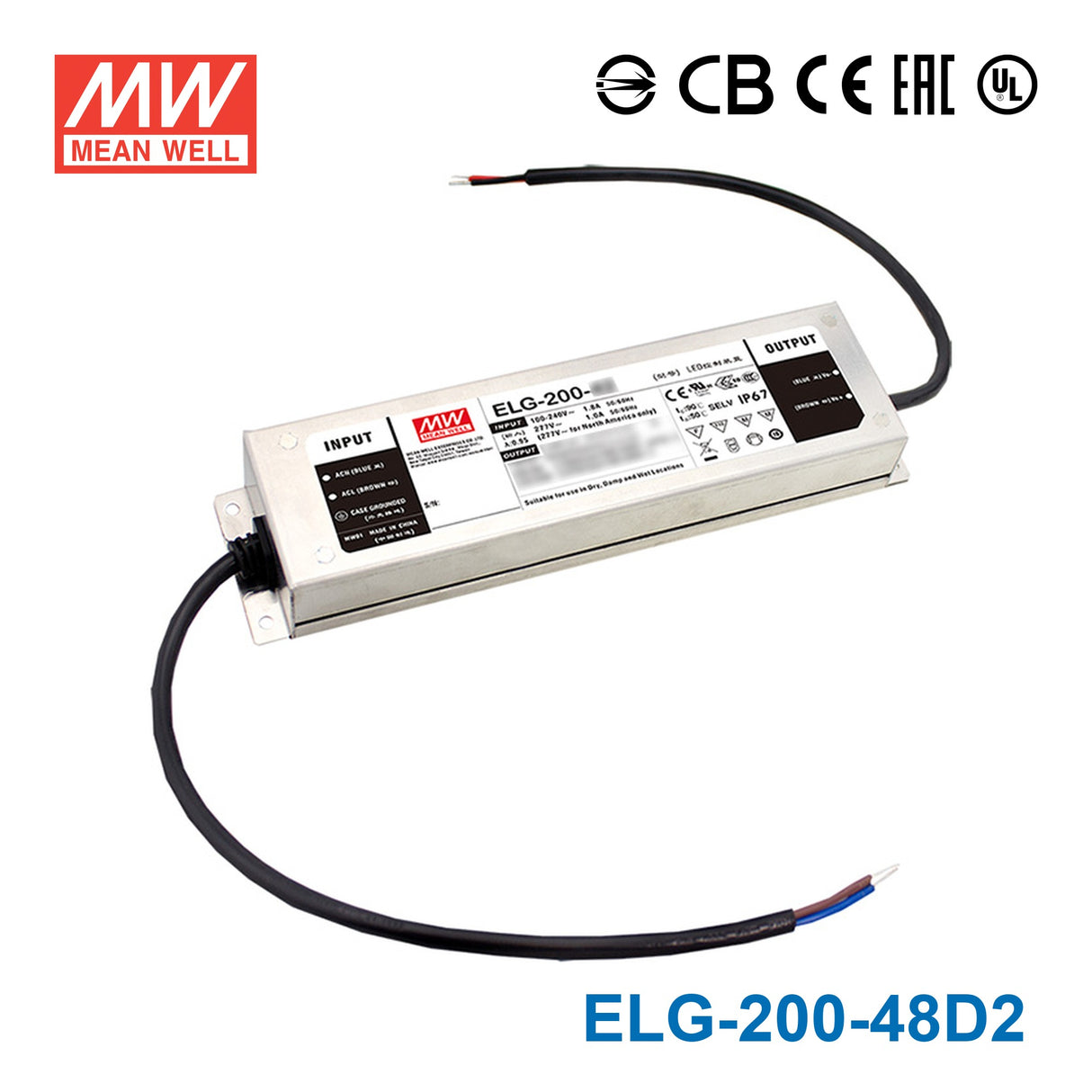 Mean Well ELG-200-48D2 AC-DC Single output LED Driver Mix Mode (CV+CC) with PFC 4.16A