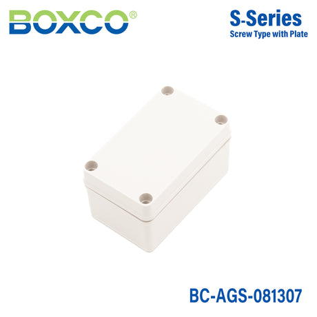Boxco S-Series 3.15 x 5.12 x 2.76 Inches(80x130x70mm) Plastic Enclosure, IP67, IK08, ABS, Grey Cover, Screw Type