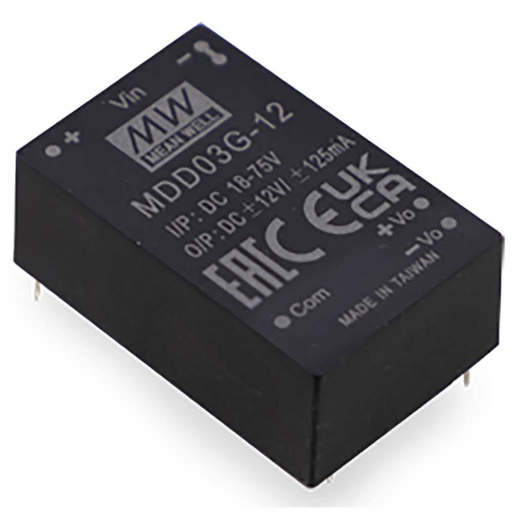 Mean Well MDD03F-12 Medical Grade DC/DC Converter 3W - 9-36V input, 12 and -12V output