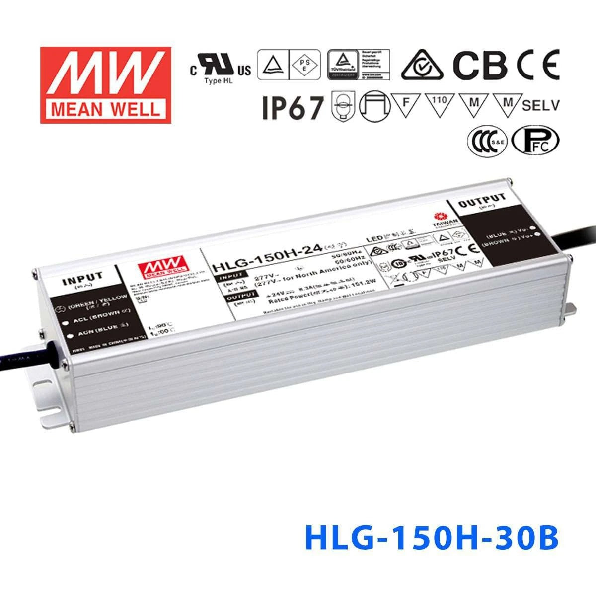 Mean Well HLG-150H-30B Power Supply 150W 30V- Dimmable