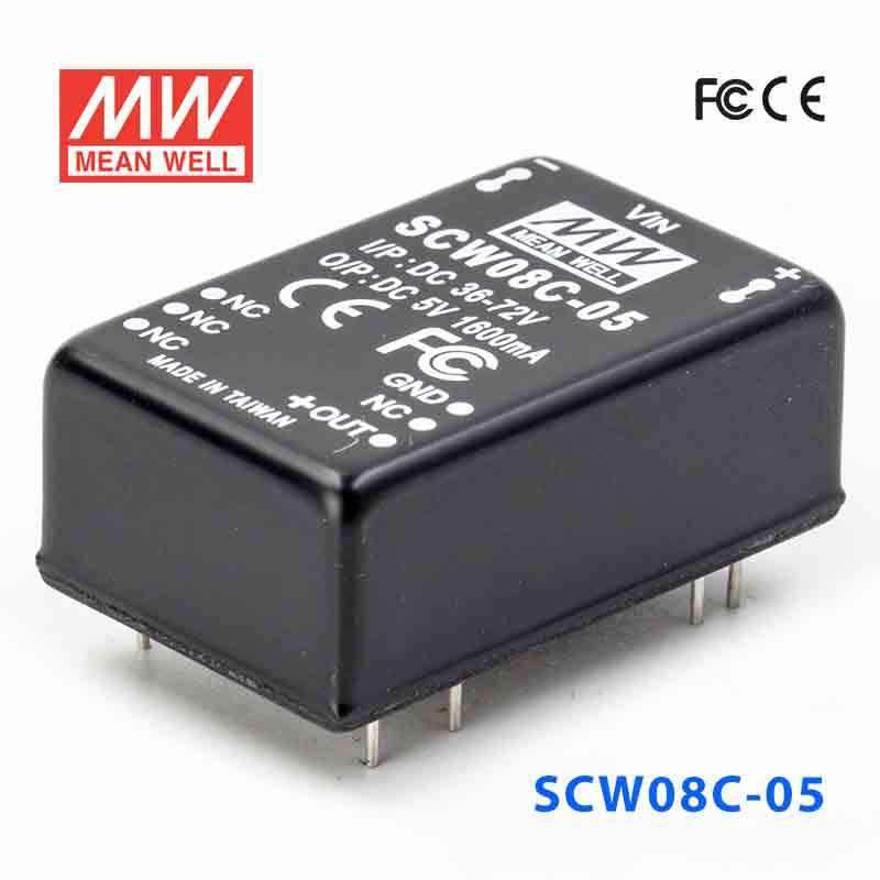 Mean Well SCW08C-05 DC-DC Converter - 8W 36~72V DC in 5V out 1.6A