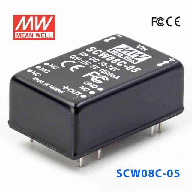 Mean Well SCW08C-05 DC-DC Converter - 8W 36~72V DC in 5V out 1.6A