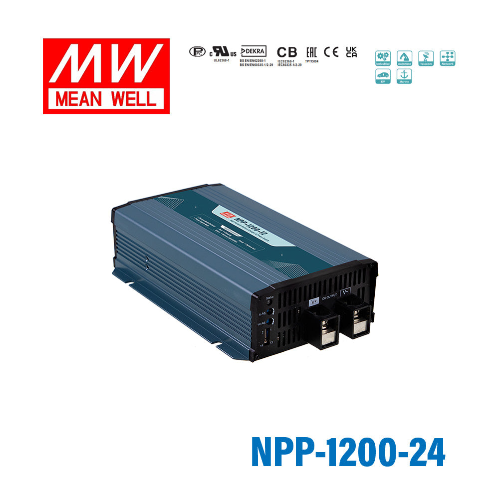 Mean Well NPP-1200-24 1209.6W 24V Battery Charge& Power Supply 2-in-1, Selectable via Jumper