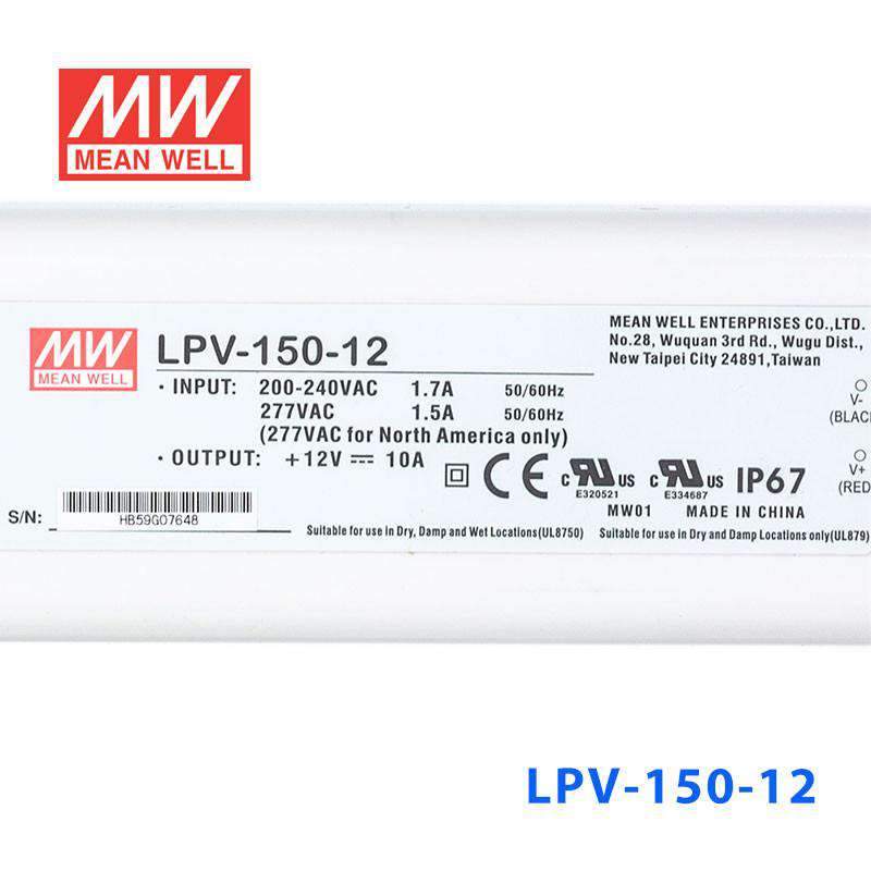 Mean Well LPV-150-12 AC-DC Single output LED Driver Constant Voltage 12Vdc 10A - PHOTO 3