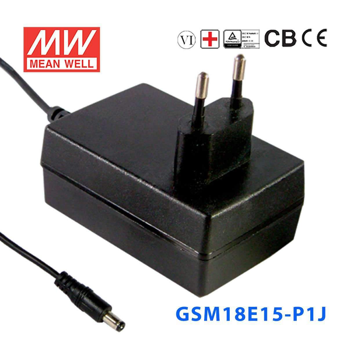 Mean Well GSM18E15-P1J Power Supply 18W 15V 1.2A