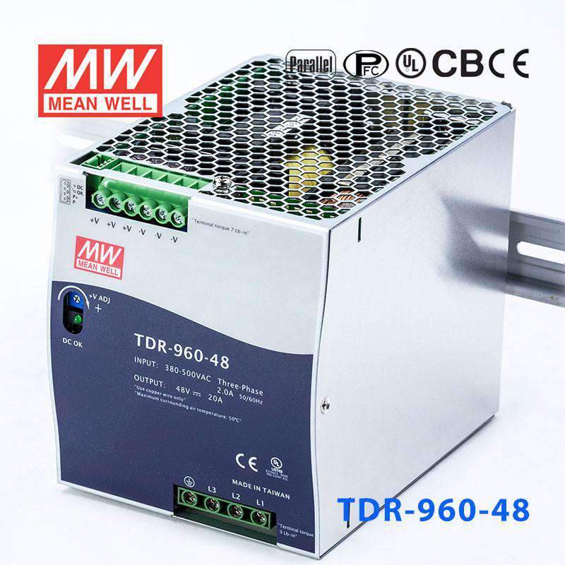 Mean Well TDR-960-48 Single Output Industrial Power Supply 960W 48V - DIN Rail