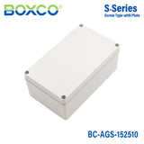 Boxco S-Series 5.91 x 9.84 x 3.94 Inches(150x250x100mm) Plastic Enclosure, IP67, IK08, ABS, Grey Cover, Screw Type