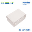 Boxco P-Series 9.84 x 13.78 x 5.91 Inches(250 x 350 x 150mm) Plastic Enclosure, IP67, IK08, PC, Grey Cover, Molded Hinge and Latch Type