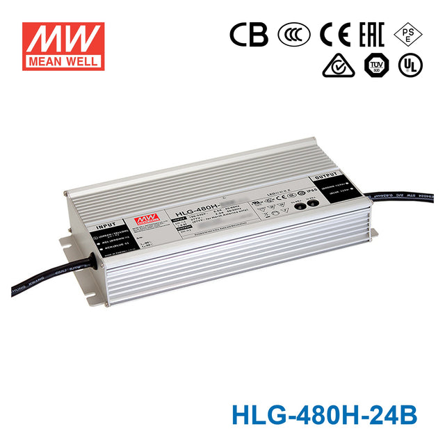 Mean Well HLG-480H-24B Power Supply 480W 24V- Dimmable 20A