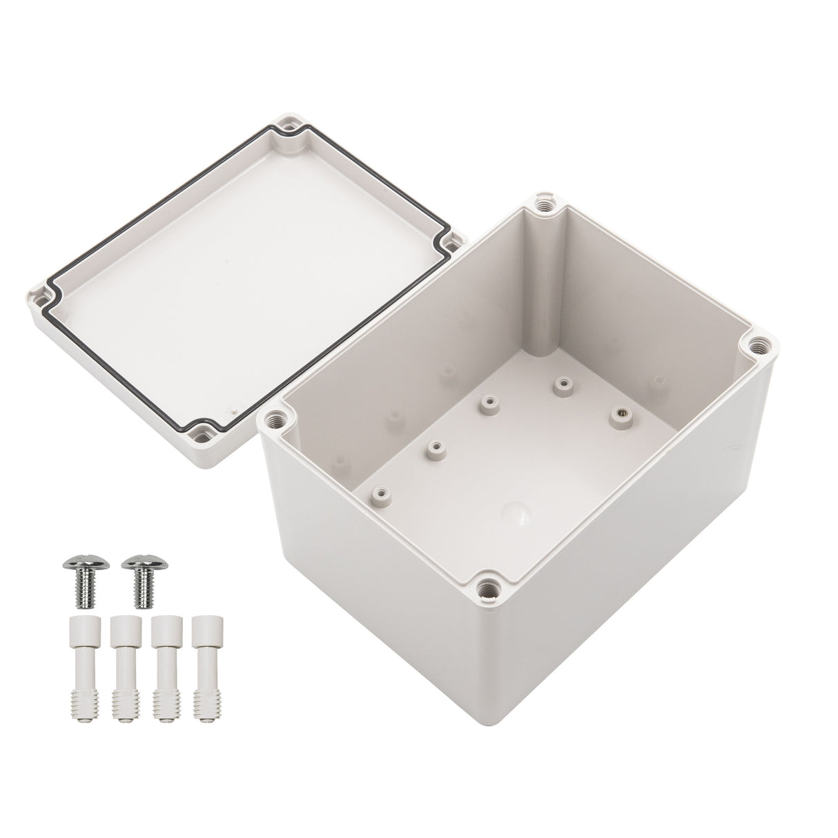Boxco S-Series 5.91 x 7.87 x 5.12 Inches(150x200x130mm) Plastic Enclosure, IP67, IK08, ABS, Grey Cover, Screw Type - PHOTO 1