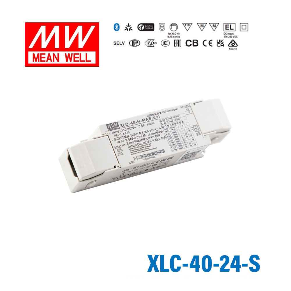 Mean Well XLC-40-24-S LED Driver 40.8W 24V with Strain-relief 1.7A