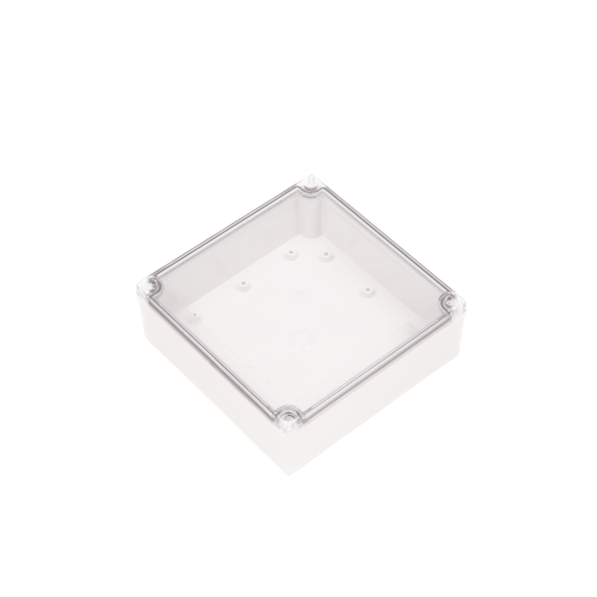 Boxco M-Series 7.09 x 7.09 x 2.36 Inches(180 x 180 x 60mm) Plastic Enclosure, IP67, IK08, PC, Transparent Cover, Screw Type - PHOTO 1