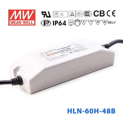 Mean Well HLN-60H-48B Power Supply 60W 48V - IP64, Dimmable 1.3A