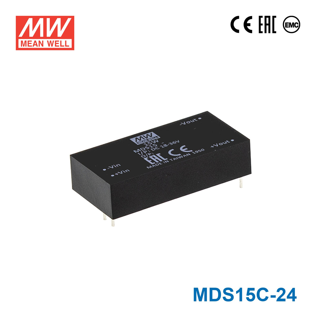 Mean Well MDS15C-24 DC-DC Converter - 15W - 36~75V in 24V out 625mA