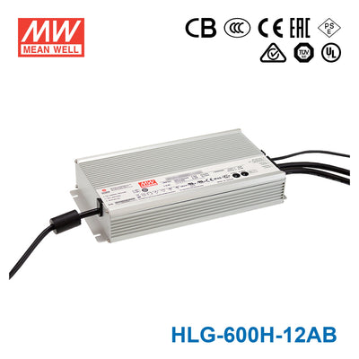 Mean Well HLG-600H-12AB Power Supply 480W 12V - Adjustable and Dimmable 40A