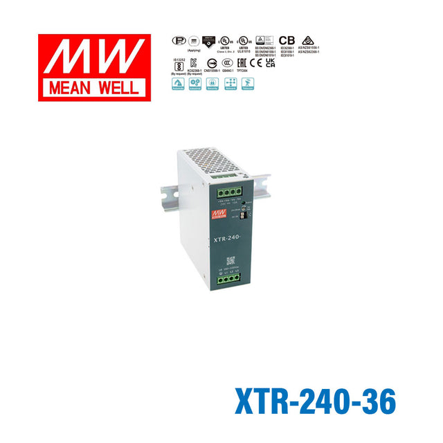 Mean Well XTR-240-36 Three Phase Din Rail Power Supply 240W 36V - Screw Terminal