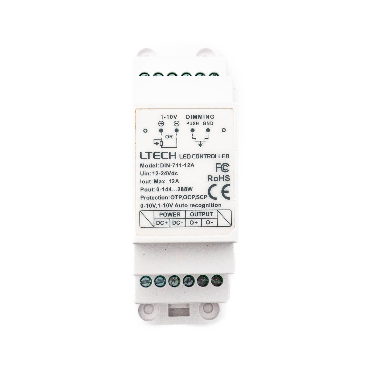 Ltech DIN-711-12A Din Rail  1-10V LED Controller 12A - PHOTO 1