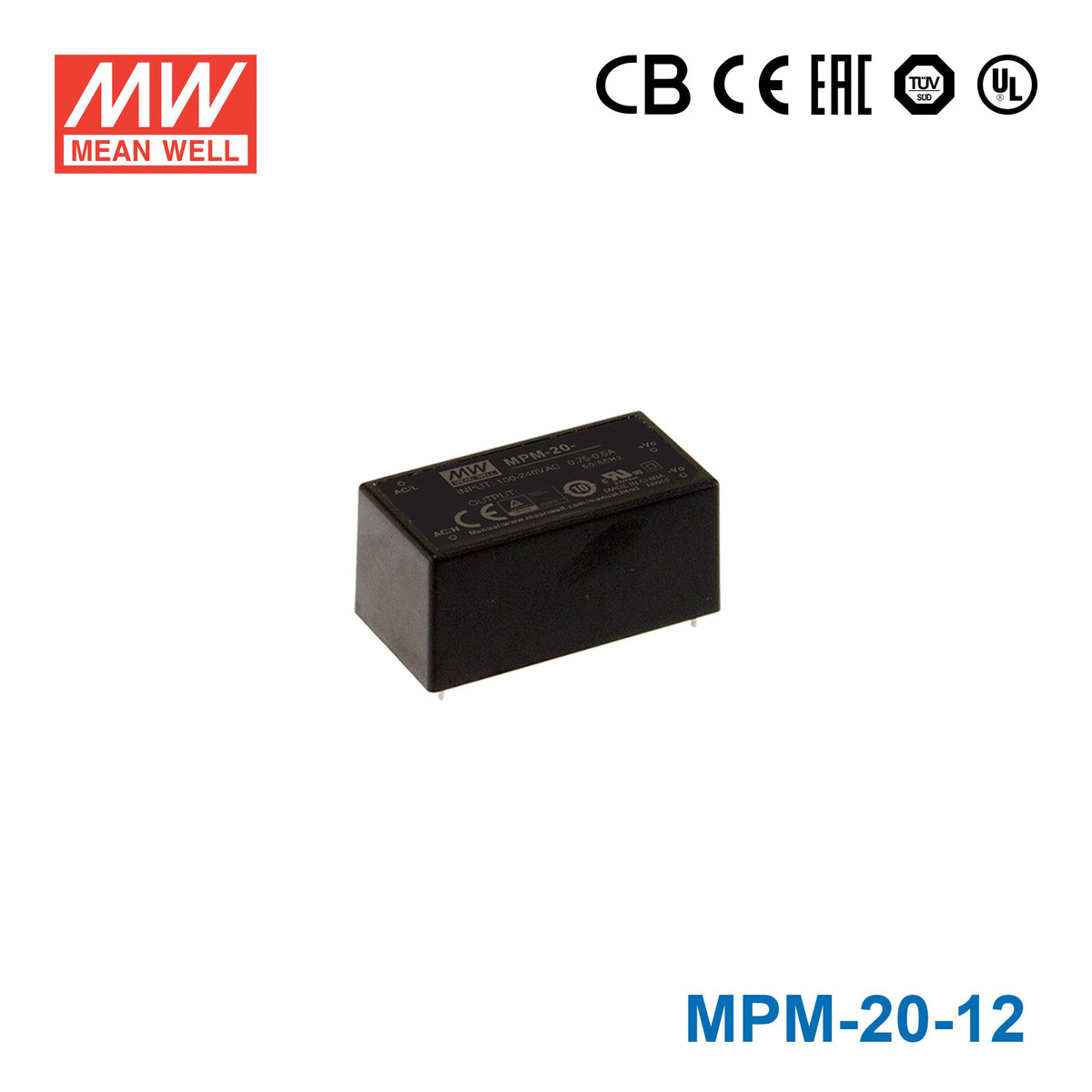 Mean Well MPM-20-12 Power Supply 20W 12V 1.8A