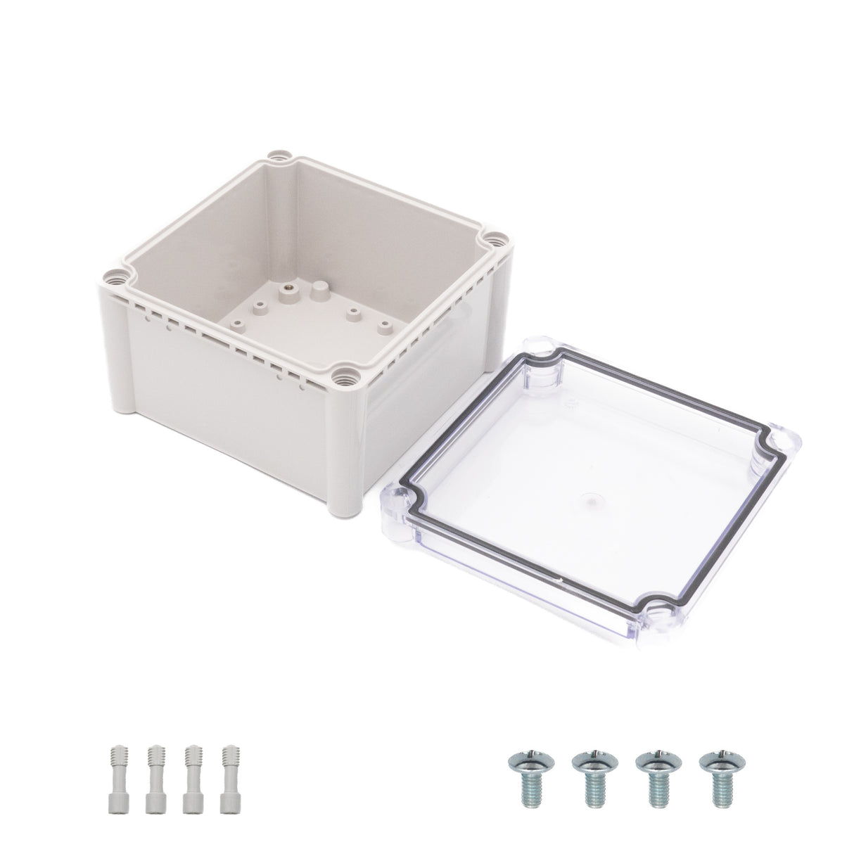 Boxco S-Series 7.48 x 7.48 x 5.12 Inches(190x190x130mm) Plastic Enclosure, IP67, IK08, PC, Transparent Cover, Screw Type - PHOTO 3