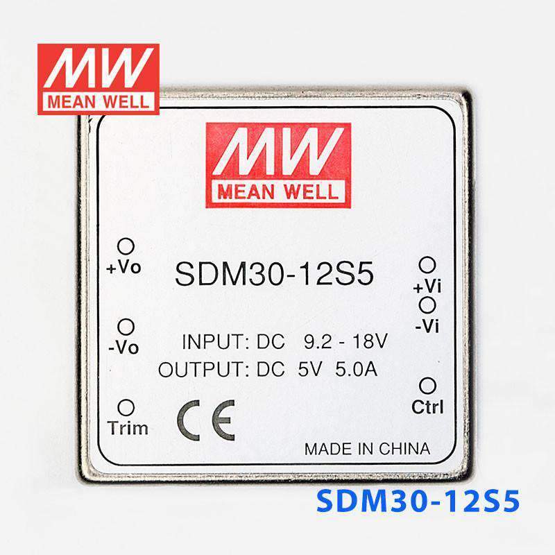 Mean Well SDM30-12S5 DC-DC Converter - 25W - 9.2~18V in 5V out - PHOTO 2