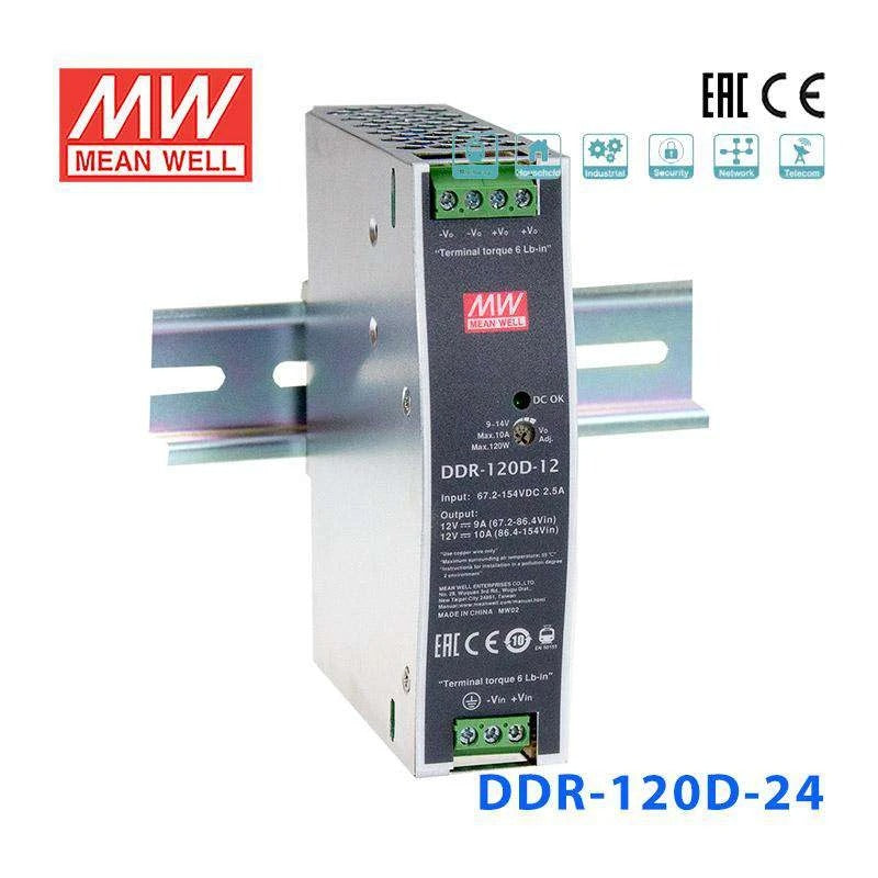 Mean Well DDR-120D-24 DC-DC Converter - 120W - 67.2~154V in 24V out 5A
