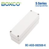 Boxco S-Series 3.15 x 9.84 x 3.35 Inches(80 x 250 x 85mm) Plastic Enclosure, IP67, IK08, ABS, Grey Cover, Screw Type