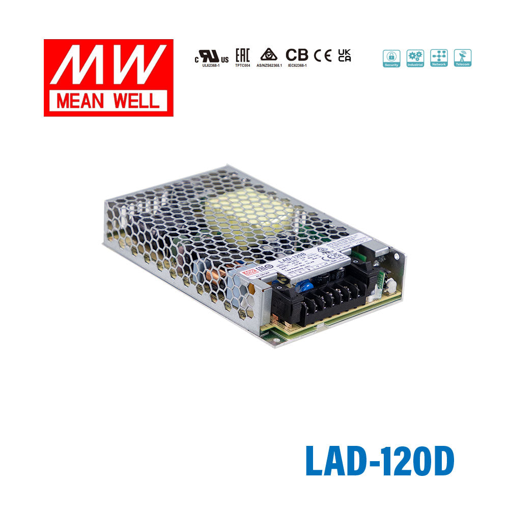 Mean Well LAD-120D Security/Fire Alarm PSU with Battery Charger/UPS, 120W, 55.2V