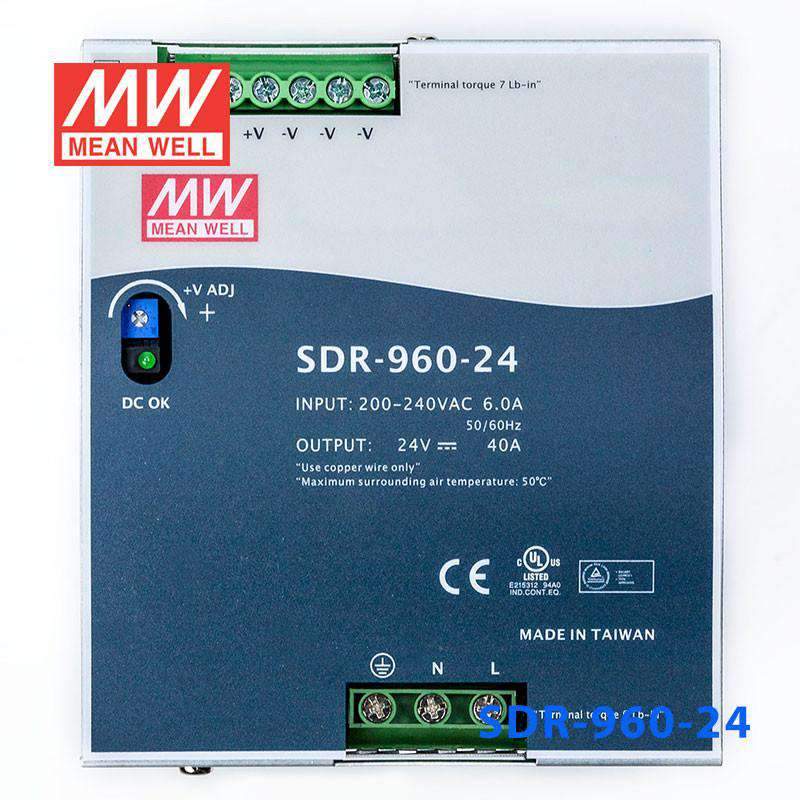 Mean Well SDR-960-24 AC-DC Industrial DIN rail power supply 24Vdc 40A - PHOTO 2