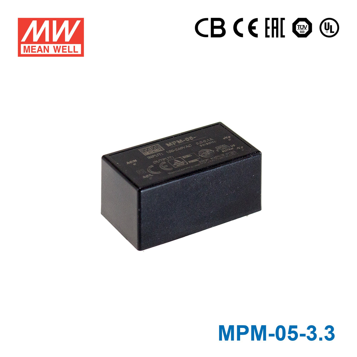 Mean Well MPM-05-3.3 Power Supply 5W 3.3V 1.25A