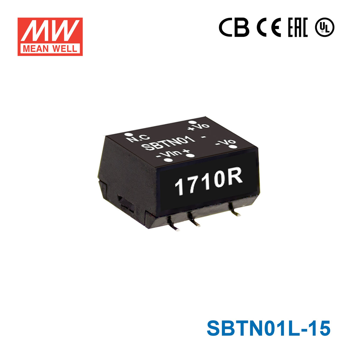 Mean Well SBTN01L-15 DC-DC Converter - 1W 5V DC in 15V out 67mA