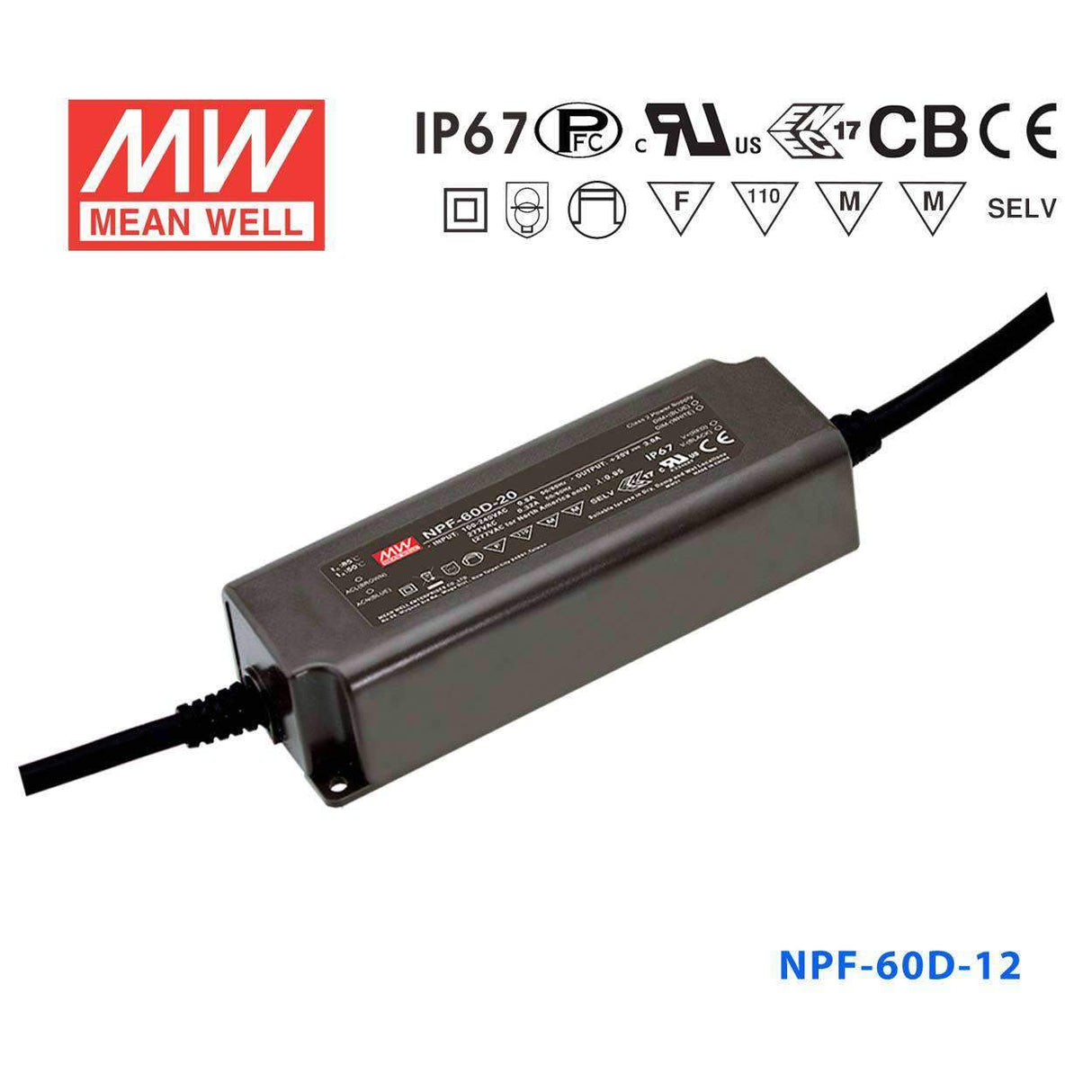 Mean Well NPF-60D-12 Power Supply 60W 12V - Dimmable