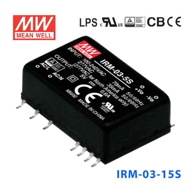 Mean Well IRM-03-15S Switching Power Supply 3W 15V 200mA - Encapsulated