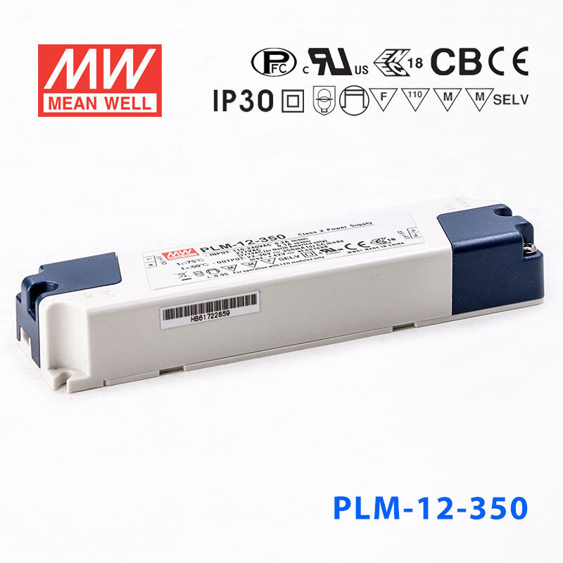 Mean Well PLM-12E-350, 350mA Constant Current with PFC - Terminal Block