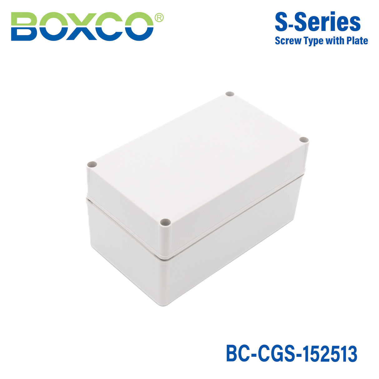 Boxco S-Series 9.84 x 5.91 x 5.12 Inches(150×250×130mm) Plastic Enclosure, IP67, IK08, PC, Grey Cover, Screw Type