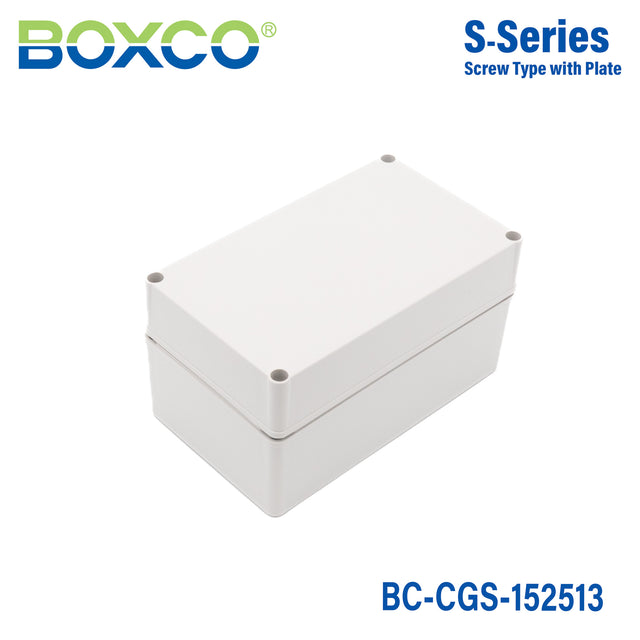 Boxco S-Series 9.84 x 5.91 x 5.12 Inches(150×250×130mm) Plastic Enclosure, IP67, IK08, PC, Grey Cover, Screw Type