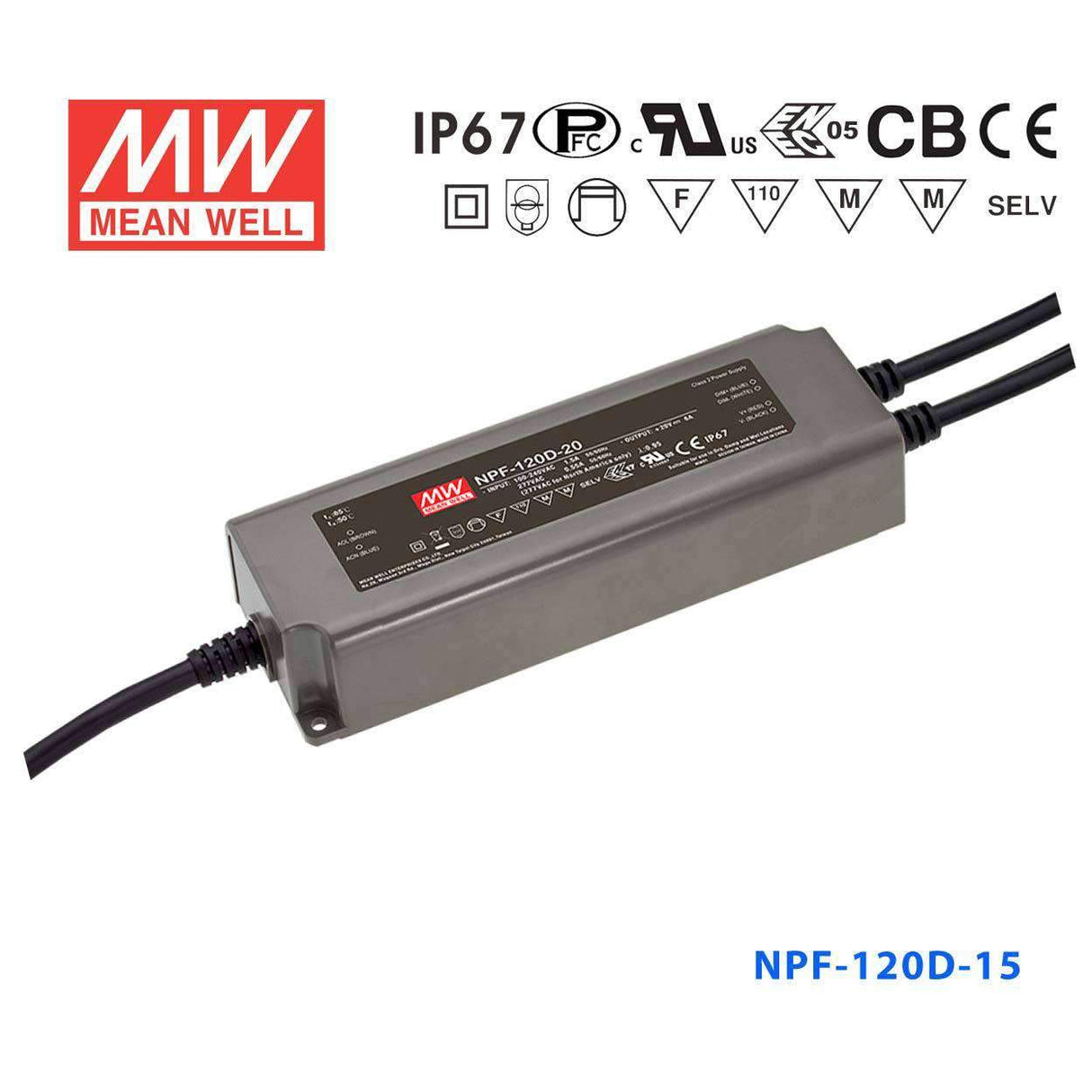 Mean Well NPF-120D-15 Power Supply 120W 15V - Dimmable