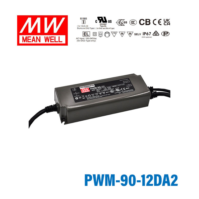 Mean Well PWM-90-12DA2 Power Supply 90W 12V DALI2 7.5A