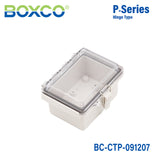 Boxco P-Series 3.54 x 4.72 x 2.76 Inches(90 x 120 x 70mm) Plastic Enclosure, IP67, IK08, PC, Transparent Cover, Molded Hinge and Latch Type