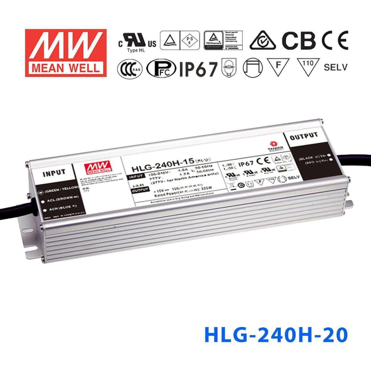 Mean Well HLG-240H-20 Power Supply 240W 20V 12A