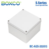 Boxco S-Series 7.87 x 7.87 x 5.12 Inches(200x200x130mm) Plastic Enclosure, IP67, IK08, ABS, Grey Cover, Screw Type
