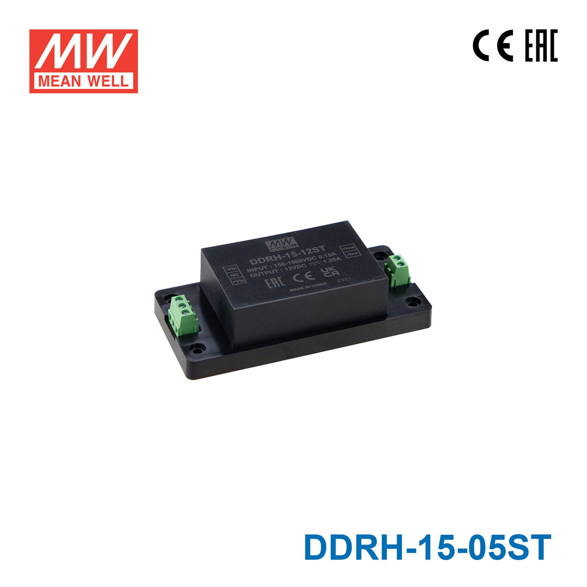 Mean Well DDRH-15-05ST Ultra Wide Input DC-DC Converter, 10W 5V, Screw Terminal Type 2A