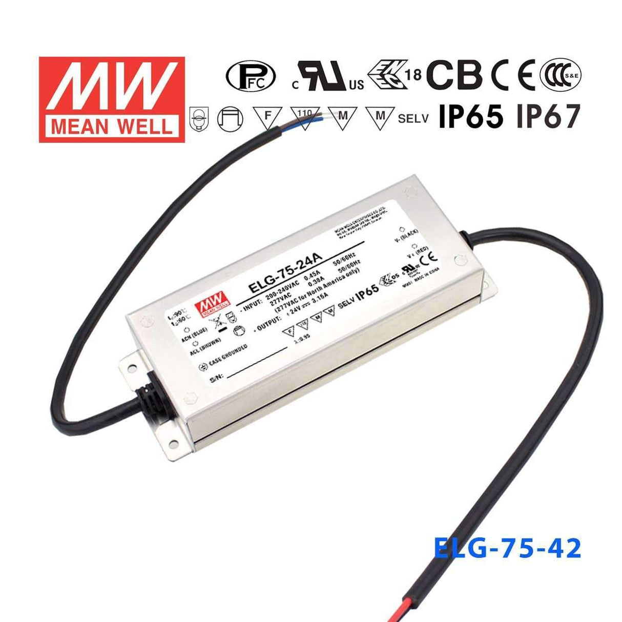 Mean Well ELG-75-42A Power Supply 75W 42V - Adjustable 1.8A