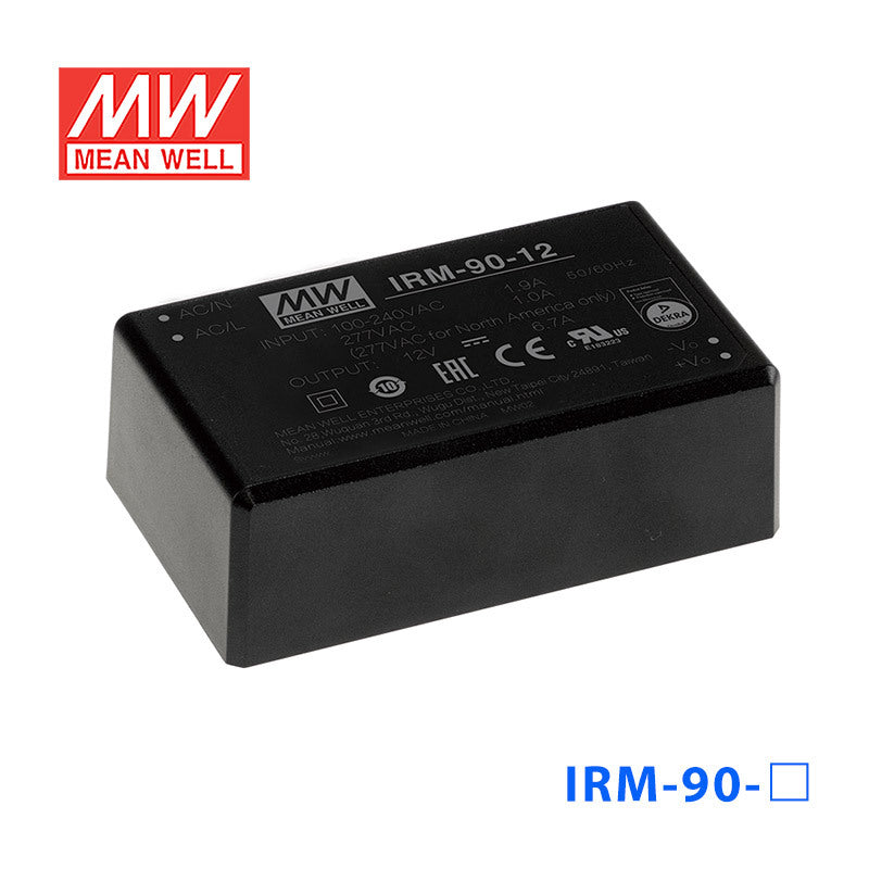 Mean Well IRM-90-12 Switching Power Supply 88.4W 12V 7.37A - Encapsulated