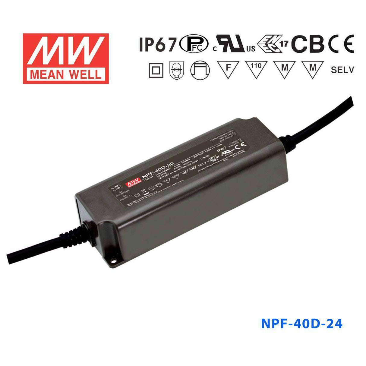 Mean Well NPF-40D-24 Power Supply 40W 24V - Dimmable