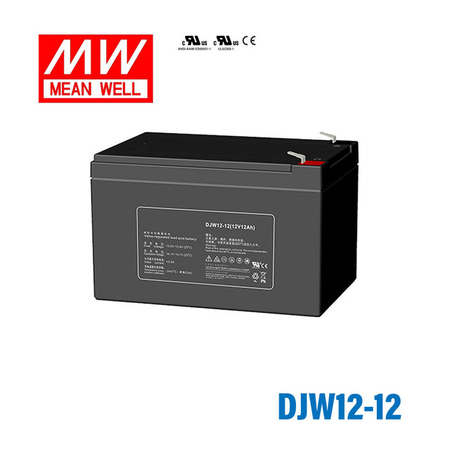 Mean Well DJW12-12 12-Volt, 12Ah, Sealed Lead Acid, Rechargeable Battery